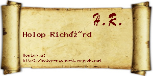Holop Richárd névjegykártya